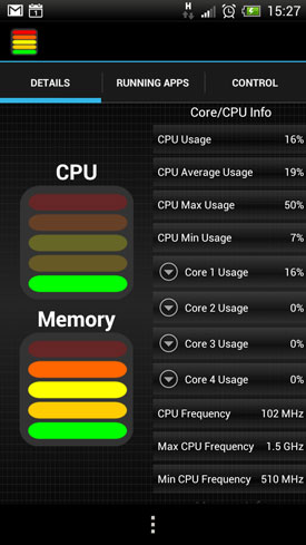 HTC One X : CPU et memory