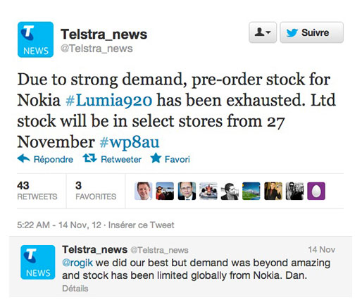 Nokia Lumia 920 : la demande est « plus qu'incroyable » chez Telstra