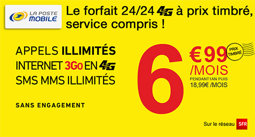 La Poste Mobile brade son forfait 4G avec 3 Go à 6,99 euros