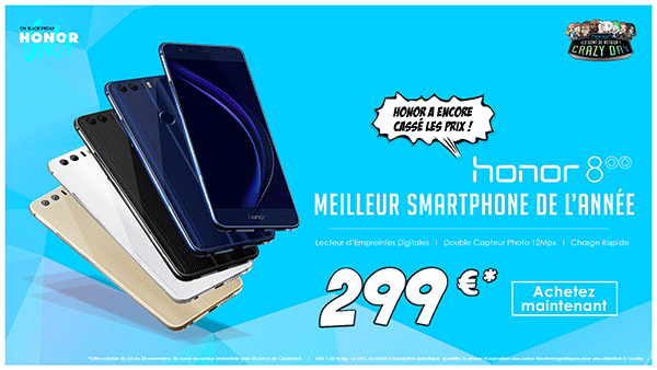 Le Honor 8 passe à 299 euros (Black Friday)