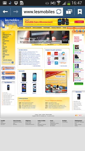 Samsung Galaxy S4 Mini : navigateur Web