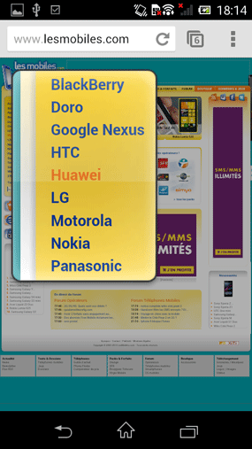 Sony Xperia M : navigateur Web (zoom)