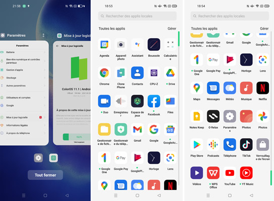 Gestion application et paramètres Oppo Find X3 Lite