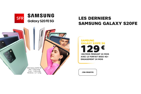 Le Samsung Galaxy S20 FE 5G à à 129€ chez SFR
