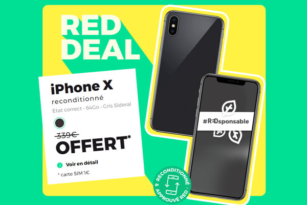 RED Deal : un iPhone X offert avec le forfait RED 100Go à 15€ !