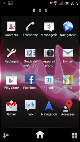 Sony Xperia J : menu principal