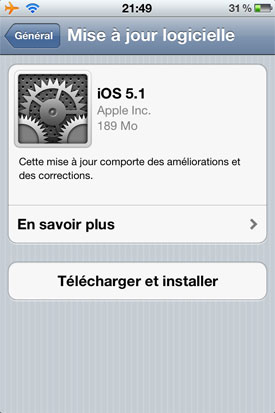 Apple : iOS 5.1 est disponible, pas d'intégration native de Facebook 