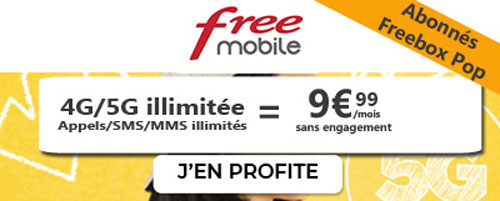 Forfait Free 4G/5G illimite freebox pop