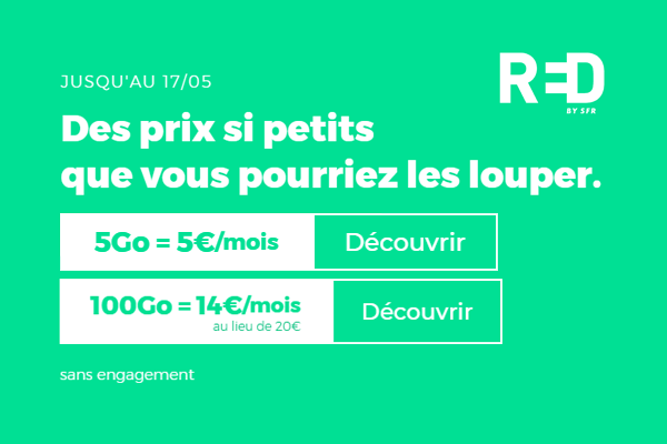 5 nouvelles offres promotionnelles aujourd'hui chez l'opérateur RED by SFR !