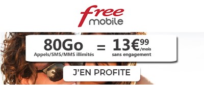 Forfait mobile Free Mobile 80 Go à 13.99?