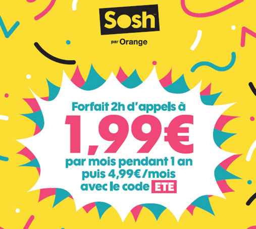Le forfait Sosh 2 heures est en promotion à 1,99 euro