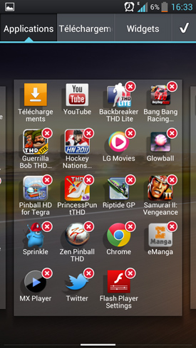 Test LG Optimus 4X HD : capture d?écran du système d'exploitation