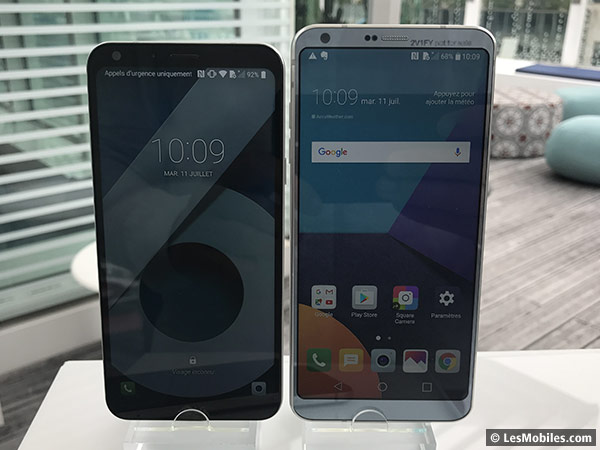 LG Q6 et LG G6 (face)