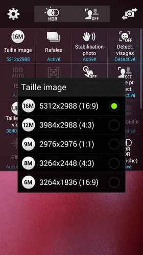 Samsung Galaxy S5 : menu vidéo