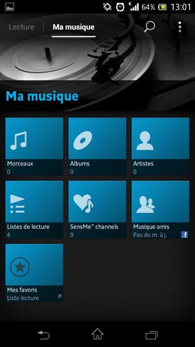 Sony Xperia T : menu Musique