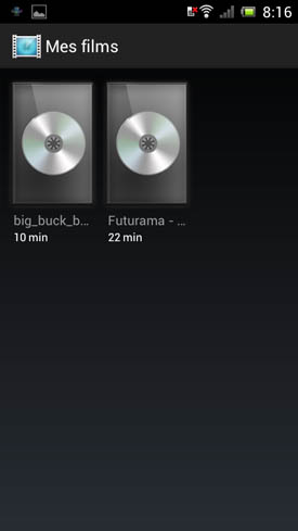Sony Xperia J : menu vidéo