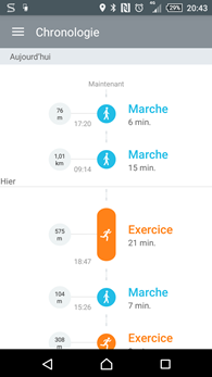 Application OneTouch Move : suivi d'activité