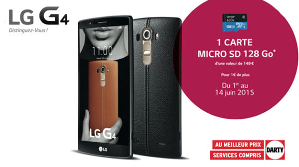 LG G4 : une carte mémoire de 128 Go offerte pour l'achat du téléphone chez Darty