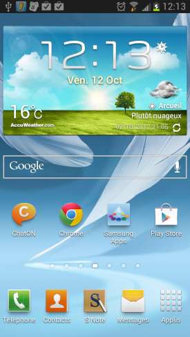 Samsung Galaxy Note 2 : bureau