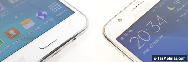 Samsung Galaxy J5 : bouton Home et flash avant