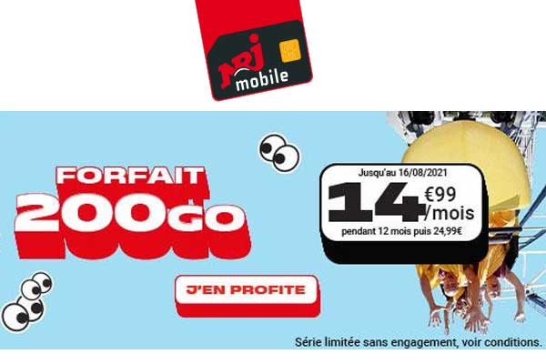 Nouvelle Série limitée chez NRJ Mobile : 200Go à moins de 15€ par mois