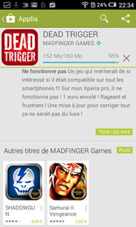 Alcatel OneTouch Pop S3 : rayon Madfinger du Play Store