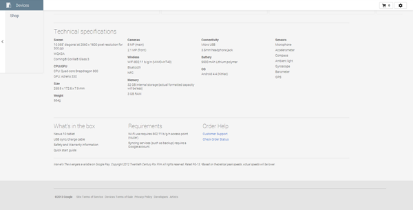 Fiche Technique Nexus 10 (2013)