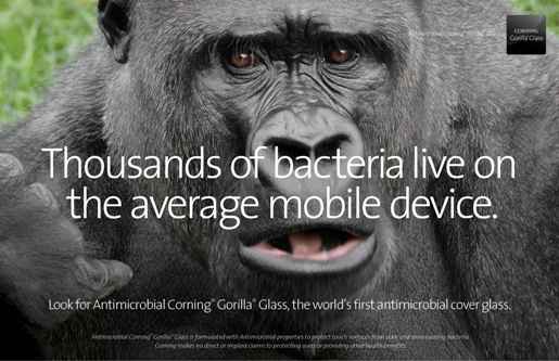 Corning transforme son Gorilla Glass en agent luttant contre les microbes (CES 2014)