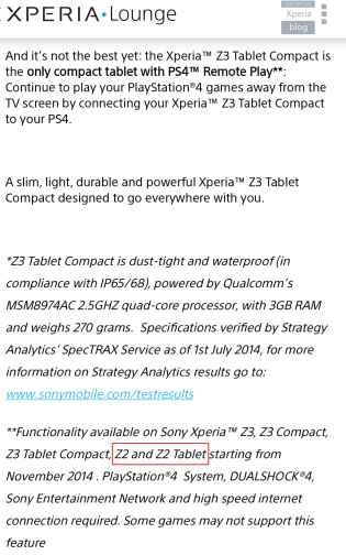 PS4 Remote Play bientôt compatible avec les Sony Xperia Z2 et Z2 Tablet