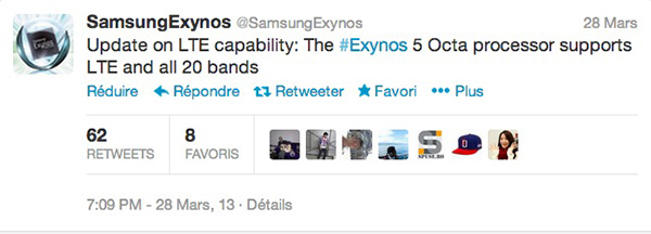 Samsung Galaxy S4 : la version Exynos 5 compatible avec l'ensemble des réseaux 4G LTE dans le monde
