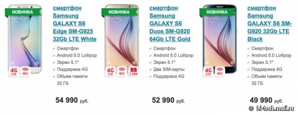 Le Samsung Galaxy S6 Duos aperçu en Russie