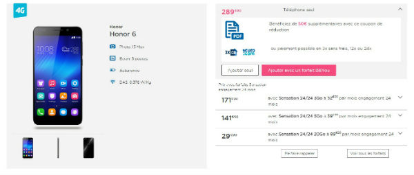 Le Honor 6 disponible chez Bouygues Telecom
