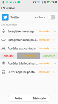 Hisence C20 : permissions des applications