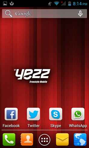 Yezz Andy A4m : écran d'accueil