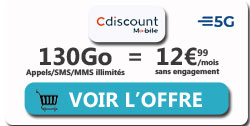 forfait 5G 130go de Cdiscount Mobile
