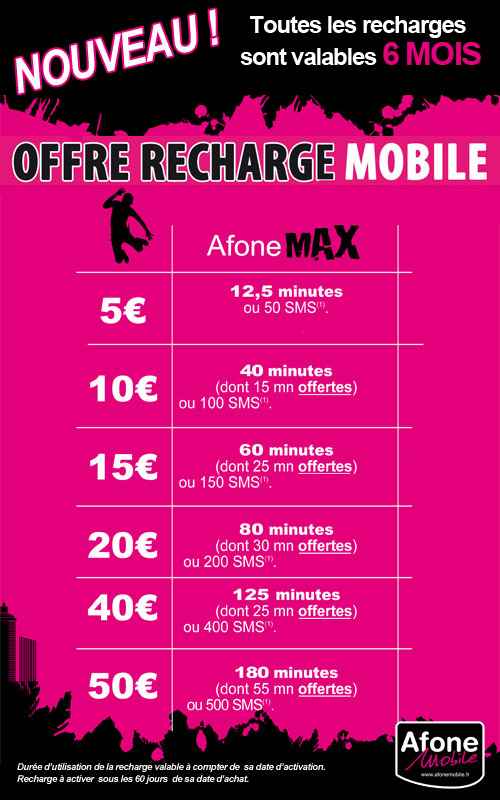 AfoneMobile : les recharges prépayées sont désormais valables 6 mois