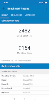 Xiaomi Mi 8 benchmark results