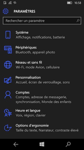 Windows 10 interface
