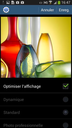 Samsung Galaxy S4 Mini : paramètres affichage