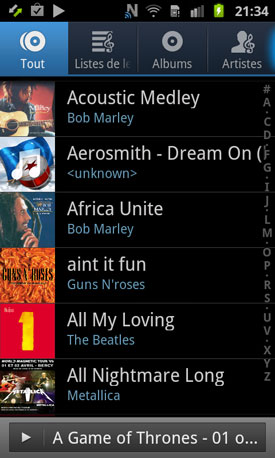 Test Samsung Galaxy Ace 2 : playlist musicale